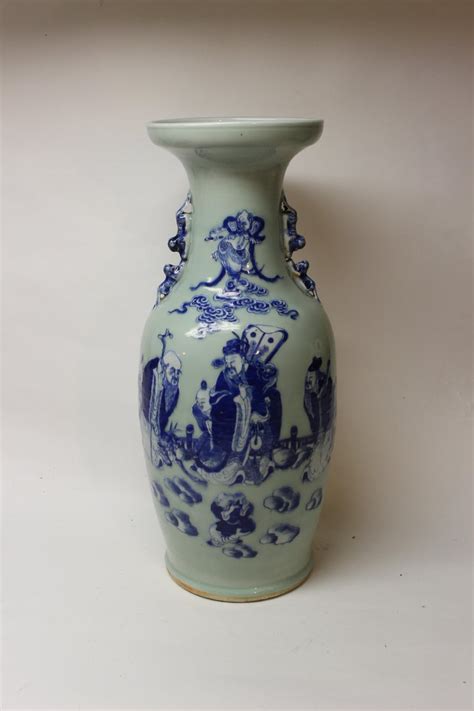 Chinese Blue And Celadon Ceramic Vase For Sale At 1stdibs