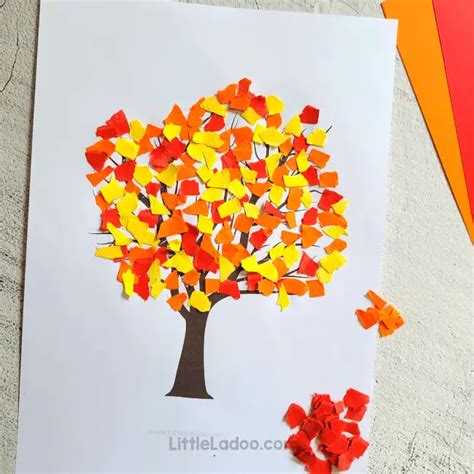 Torn Paper Fall Tree Craft Free Tree Template