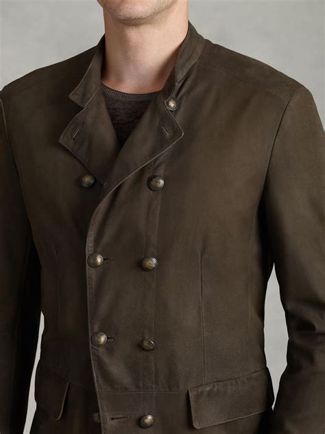 John Varvatos Double Breasted Goat Suede Coat In Brown For Men Lyst