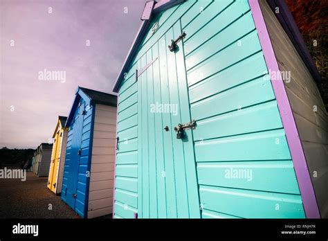 Devon Beach Huts Stock Photo Alamy