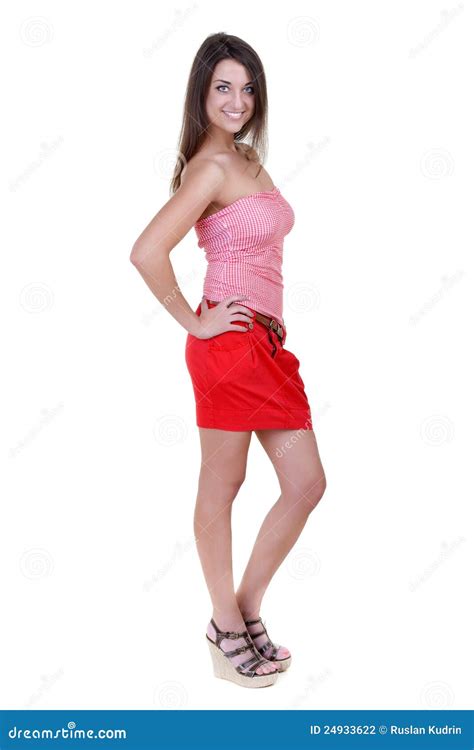 Belle Fille Dans Une Mini Jupe Rouge Photo Stock Image Du Modèle Caucasien 24933622