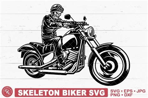 Skeleton Biker Svg Skull Motorcycle Big Bike Printable