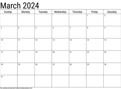 March 2024 Calendar Handy Calendars