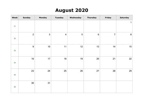 Add different holidays and your own events. August 2020 Calendar PDF, Word, Excel Printable Template