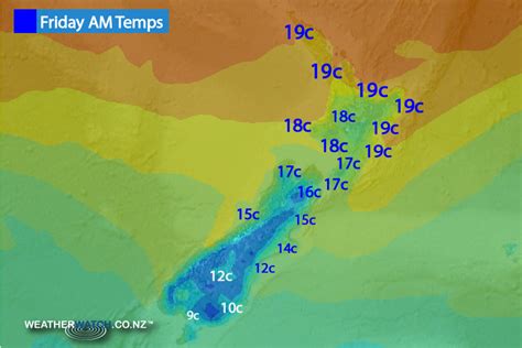 infographic friday morning s temperatures weatherwatch new zealand s weather data and alerts