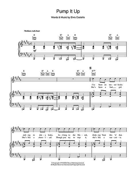 Elvis Costello Pump It Up Sheet Music And Printable Pdf Music Notes Elvis Costello Pump It