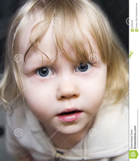 Beautiful Little Girl The Blonde With Huge Blue Eyes