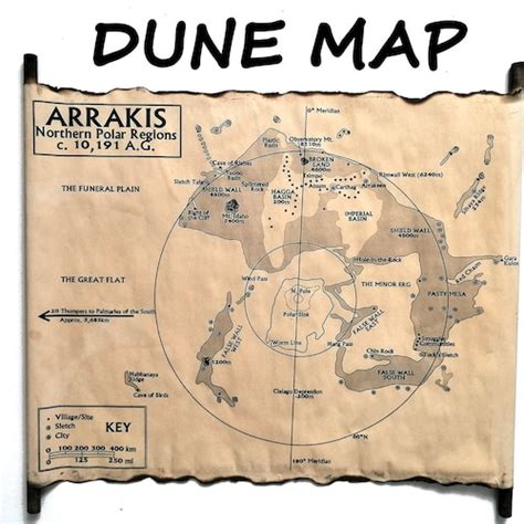 Map Of Arrakis Dune Map On Handmade Scroll Etsy Canada