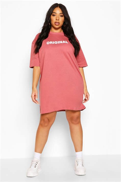 Plus Original Oversized T Shirt Dress Boohoo In 2020 Shirt Dress