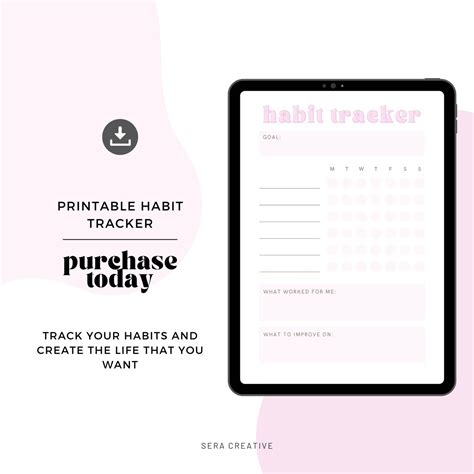 Mock Up With Digital Pink Habit Tracker Page Habit Tracking Planner