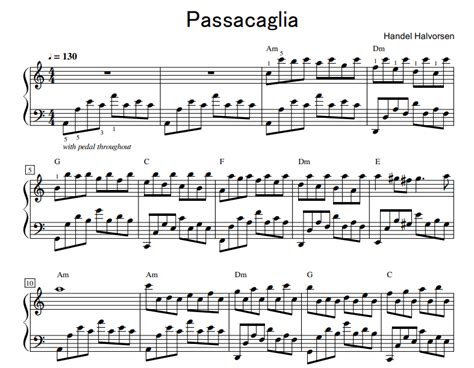 Handel Halvorsen Passacaglia Sheet Music For Piano
