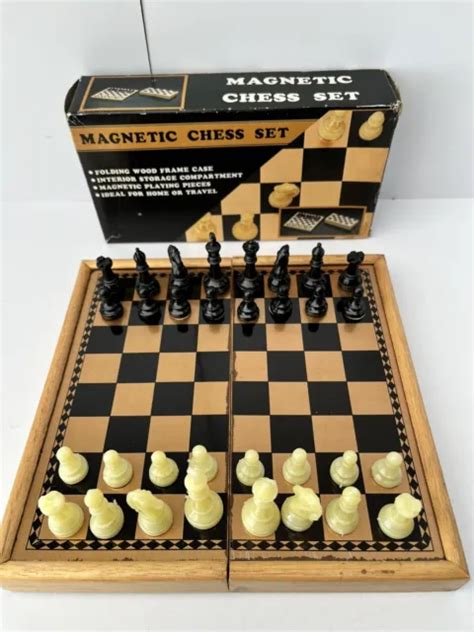Vintage Magnetic 8and Folding Chess Set Complete And Boxed 2017 Picclick