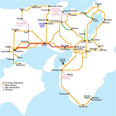 National rail timetable map 2013. Kansai Wide Rail Pass