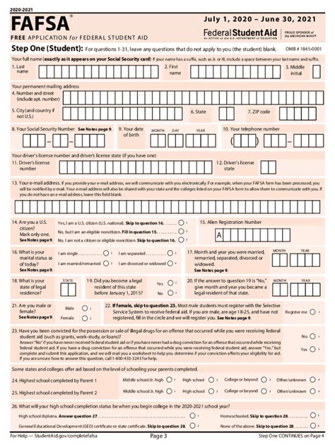 2020 2023 Form Fafsa Application Fill Online Printable Fillable
