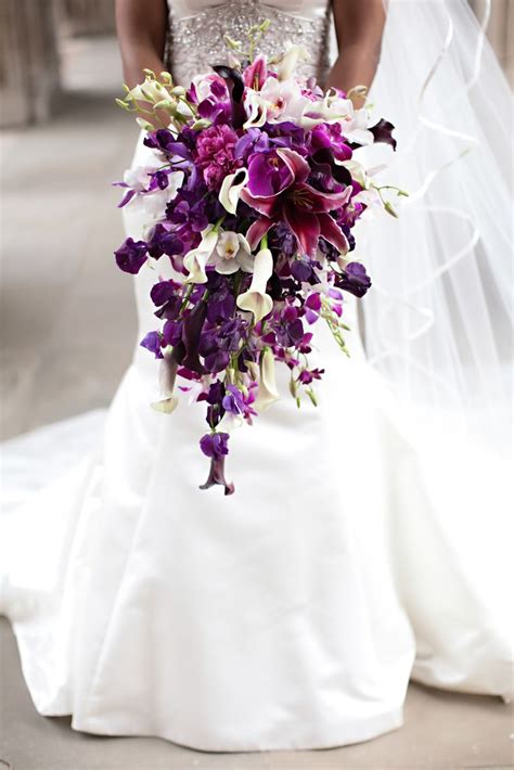 A Beautiful Purple Inspired Spray Wedding Bouquet Filled