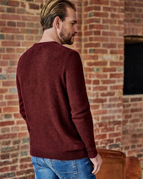 Merlot Pure Lambswool Knitted Crew Neck Sweater Woolovers Us