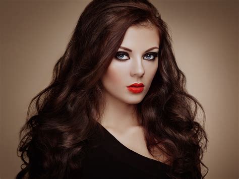 Wallpaper Face Women Model Long Hair Red Black Hair Fashion