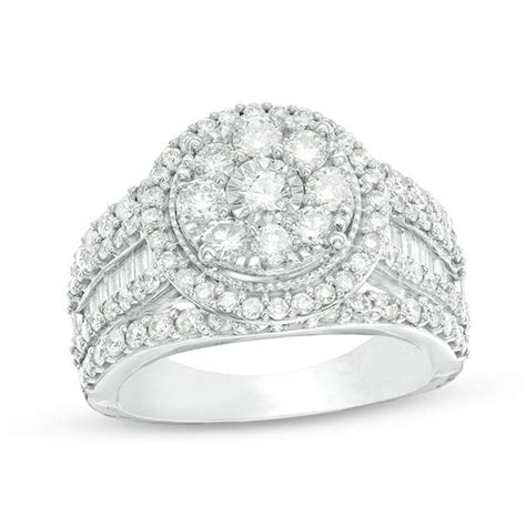 The prices per carat range from $16,720 to $224,510.10 carat diamonds weigh around 2.0 grams and a round brilliant cut has a magnificent diameter of 14.0mm or above.a diamond this size is best set off in a pendant or a diamond ring. 2 CT. T.W. Composite Diamond Frame Multi-Row Vintage-Style ...