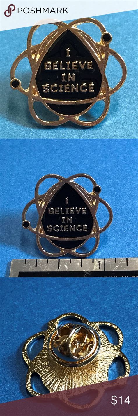 I Believe In Science Gold Tone Enamel Pin Brooch Backpack Pins