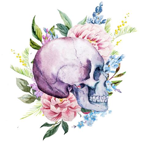 Purple Floral Skull Temporary Tattoo Easytatt