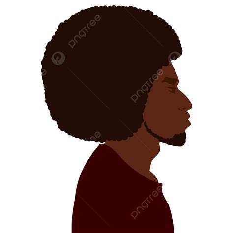 African American Man Side View Portrait With Beard And Afro Vector Art