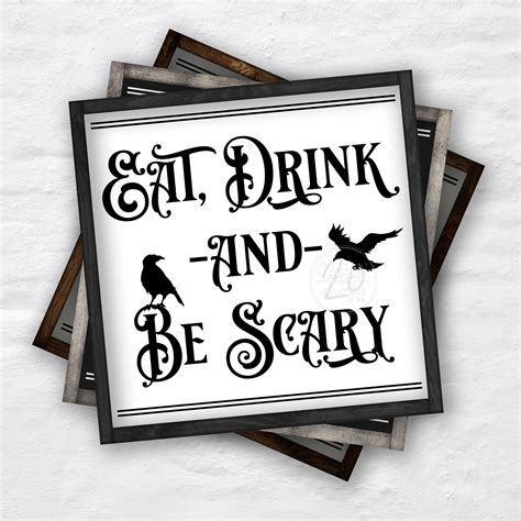 Eat Drink And Be Scary Sign Halloween Decor Halloween Sign Fall