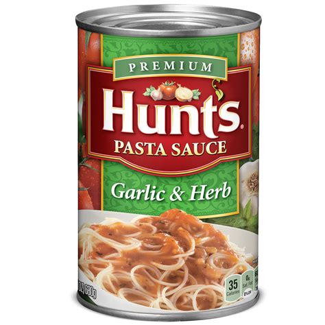 2 6 ounce cans hunt 's tomato paste, 3 cups water, 2 tablespoons dry minced onion, 1 tablespoon grated parmesan cheese, 1 tablespoon sugar, 1/2 teaspoon basil, 1/2 teaspoon oregano, 1/2 teaspoon salt, 1/2 teaspoon garlic powder, 1/8 teaspoon pepper, 1 beef bouillon cube. Hunt's Garlic & Herb Pasta Sauce, 100% Natural Tomato ...