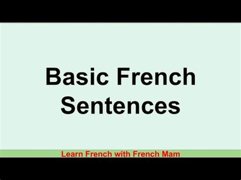 Basic French Conversation - YouTube