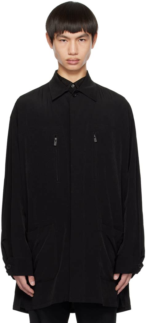 Yohji Yamamoto Black Spread Collar Jacket Ssense Uk