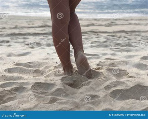 Sexy Women S Tanned Legs In The White Fine Sand Of The Unique Karon