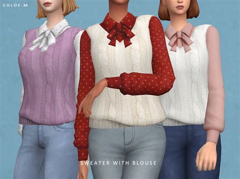 The Sims Resource Chloem Sweater With Blouse