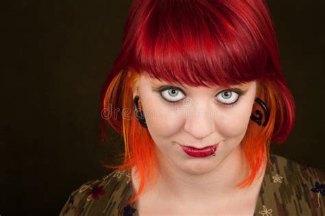 Punky Girl With Red Hair Stock Image Image Of Adult 13743575