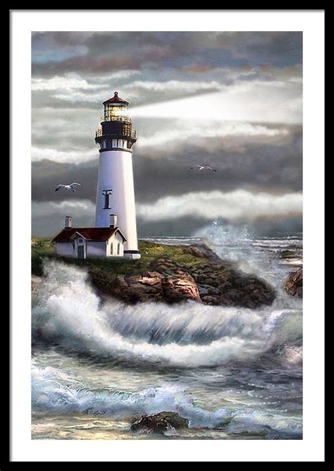 Oregon Lighthouse Beam Of Hope Framed Print By Regina Femrite