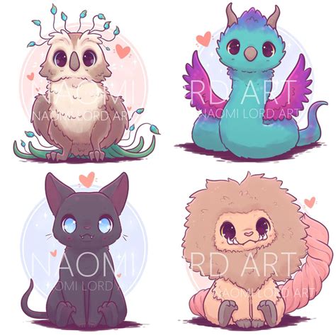 Kawaii Magical Creatures Stickers And Or Prints 6x6 Or Etsy Cute