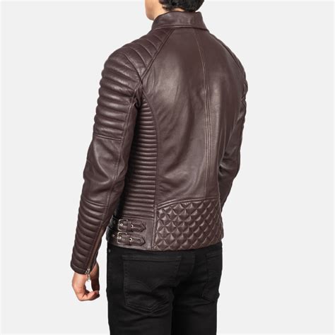 Mens Armand Maroon Leather Biker Jacket