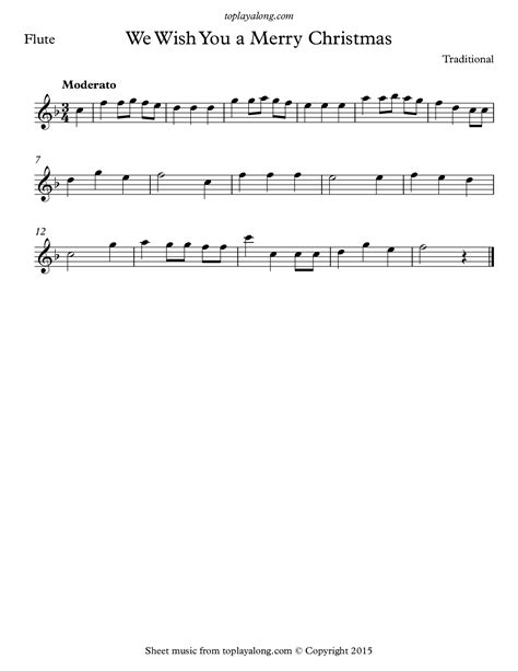Flute Sheet Music Christmas Songs We Wish You A Merry Christmas