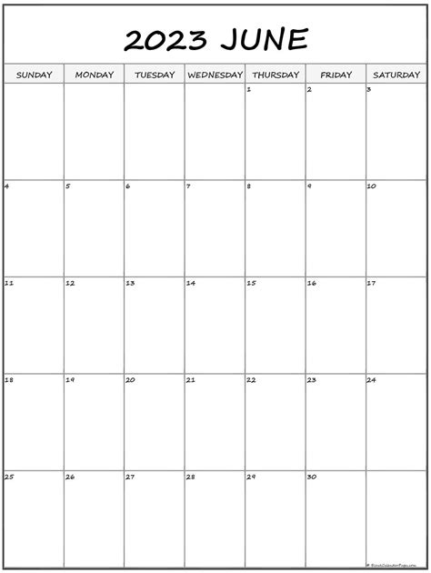 June Calendar 2023 Vertical Quickly Templates For Word Excel And Pdf