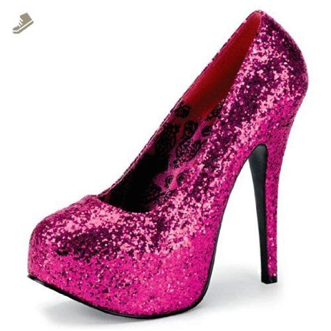 Hot Pink Glitter Platform Pump Wide Width Heels With 575 Inch