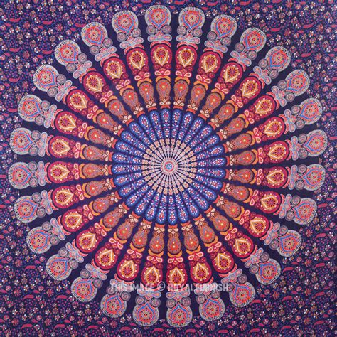 Throw Blanket Boho Hippie Garden Pattern Tangerine and