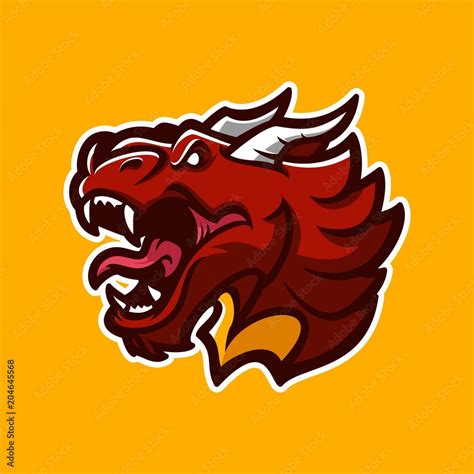 Horned Red Dragon Esport Gaming Mascot Logo Template Stock Vector
