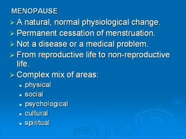 PPT MENOPAUSE PowerPoint Presentation Free To Download Id D YzMzM