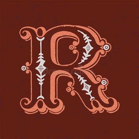 Capital Letter R Vintage Typography Style Stock Vector Illustration