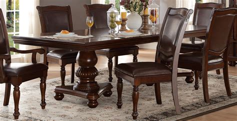 Homelegance Lordsburg Double Pedestal Dining Table Brown Cherry 5473