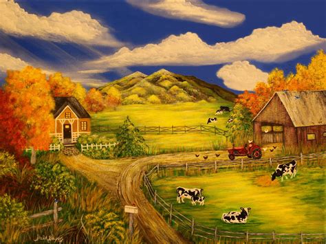 Farm Painting Country Painting Landscape Painting Autumn
