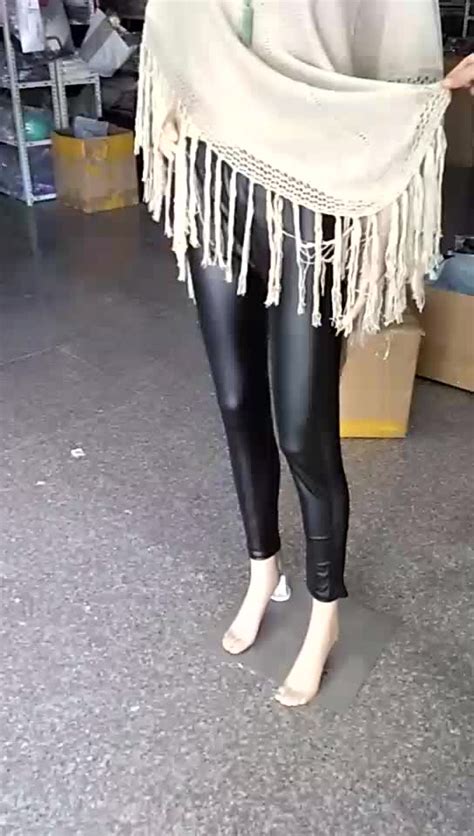 Hot Sale New Style Slender Leather Black Low Waist Sexy Women Leggings
