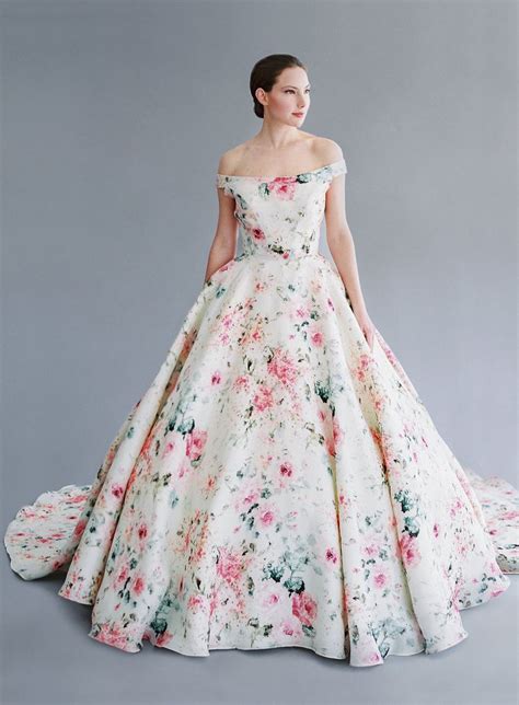 16 Floral Print Wedding Dresses For Trendy Brides Floral Print Wedding Dress Wedding Gown