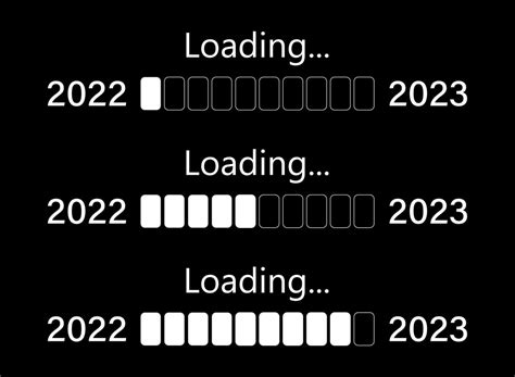 Set Progress Bar Showing Loading Of 2022 Vector From 2021 To 2022 Year