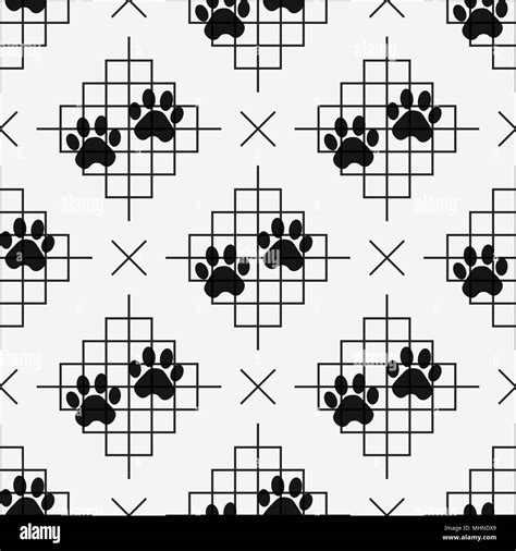 Dog Paw Prints Seamless Pattern With Lines Eps 10 Stock Vector Image