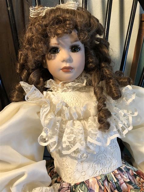 42 porcelain doll 1980 s victorian style clothing artist brown ringlets ebay victorian