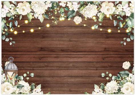 ALLENJOY X FT RUSTIC White Floral Wooden Backdrop For Baby Shower Brown Wood Fl PicClick